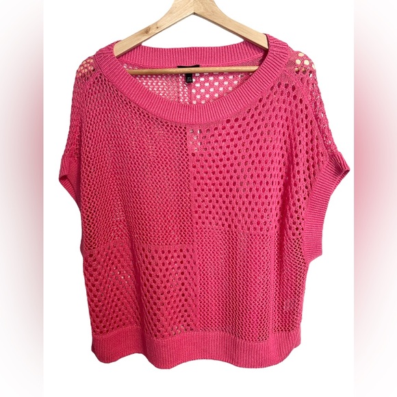 Talbots Pink Open Stitch Poncho Sweater Womens Size Medium/Large Linen Blend NWT - Picture 12 of 12